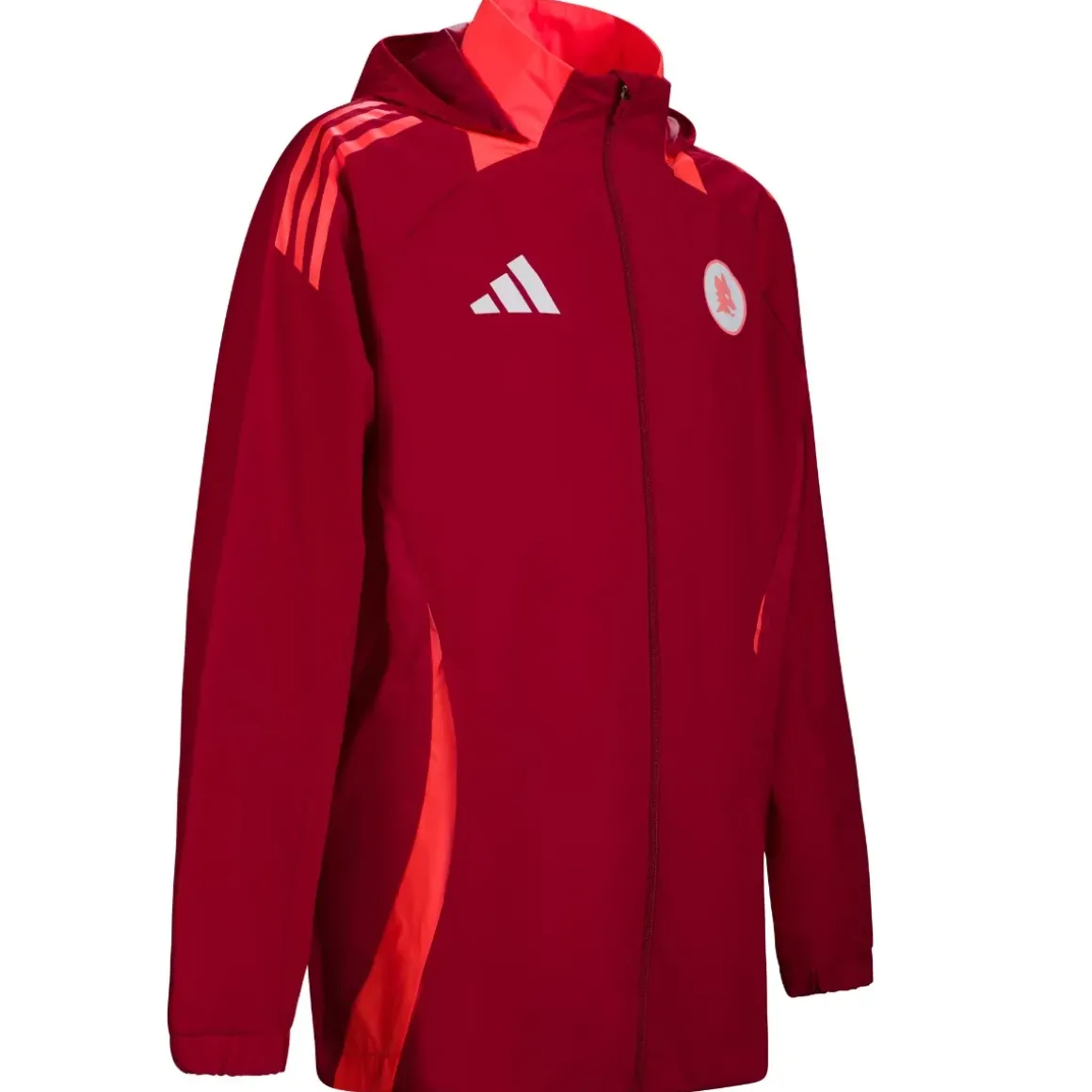 Uomo AS Roma Giacche<Giacca Allenamento Coach con Cappuccio , Rossa, Uomo