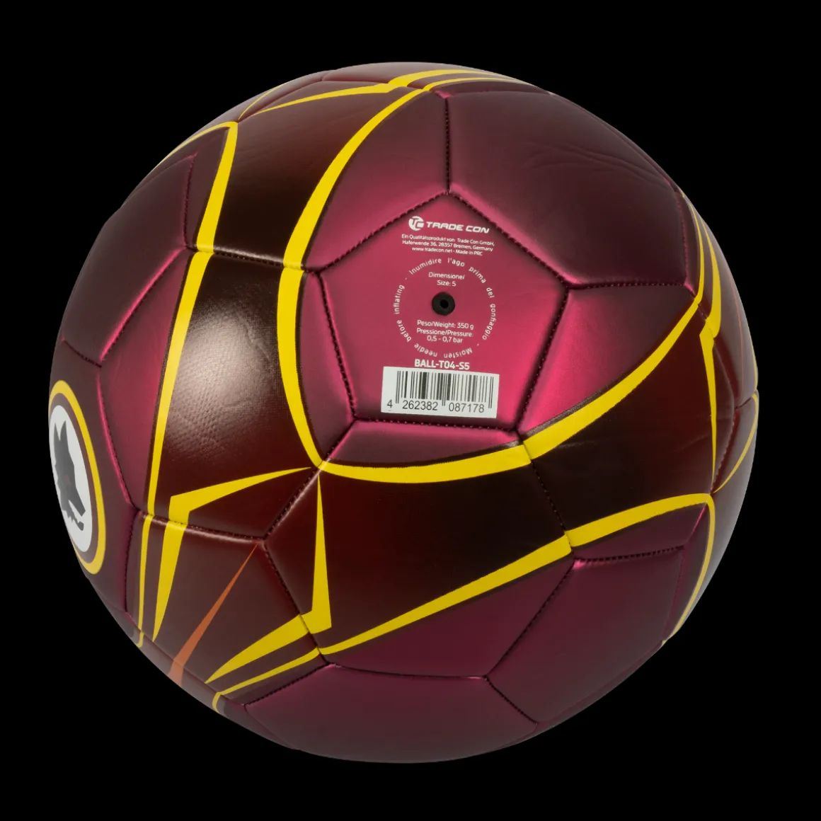 AS Roma Palloni<Pallone da calcio finitura metallizata e Logo Lupo, Taglia 5
