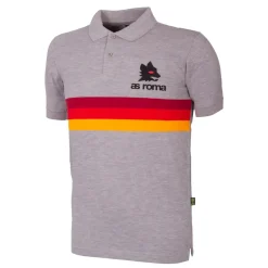 Uomo AS Roma T-shirts E Polo<Polo retrò a righe con logo Lupetto , Adulto, Grigio