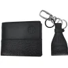 AS Roma Portafogli|Portachiavi<Set Regalo Portafoglio e Portachiavi in Pelle ASR, Nero