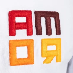 Uomo AS Roma T-shirts E Polo<T-shirt logo grande ricamato ROMAMOR, Adulto, Bianco