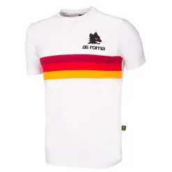 Uomo AS Roma T-shirts E Polo<T-shirt retrò righe e logo lupetto, Adulto, Bianco